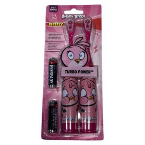Firefly Angry Birds Kids Electric Toothbrush Soft Bristle Pink 2 Pack New